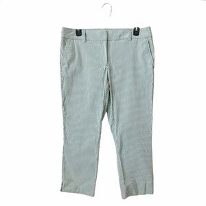 Dalia Stripe Cropped Pants Women Size 12 Green White Stretch Pockets Lightweight